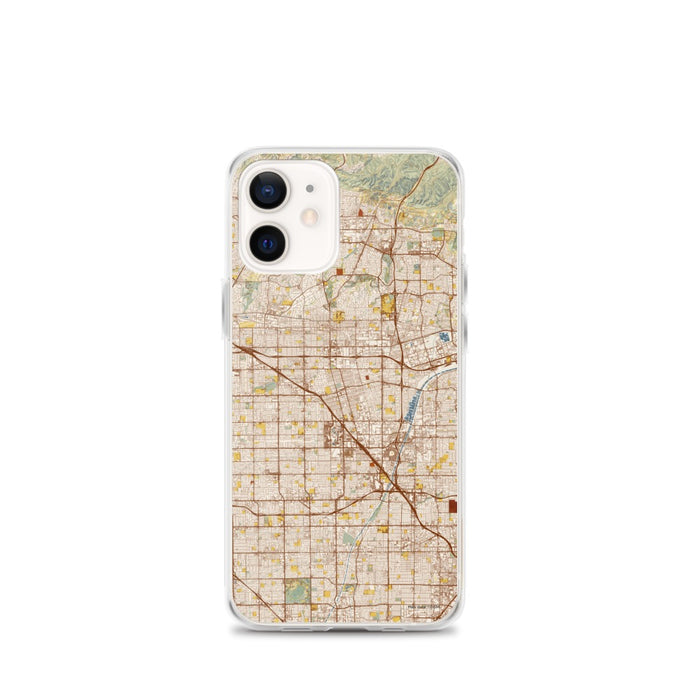 Custom Anaheim California Map iPhone 12 mini Phone Case in Woodblock