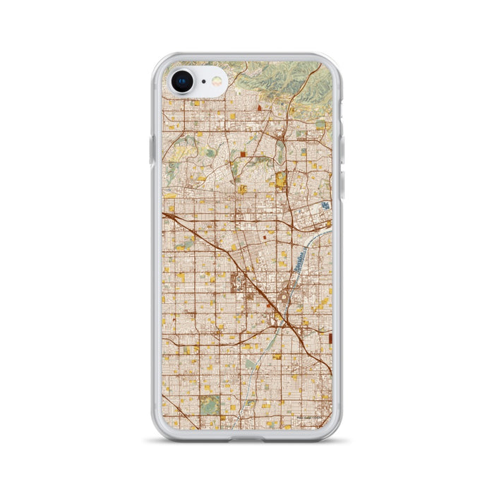 Custom Anaheim California Map iPhone SE Phone Case in Woodblock