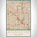 Anaheim California Map Print Portrait Orientation in Woodblock Style With Shaded Background