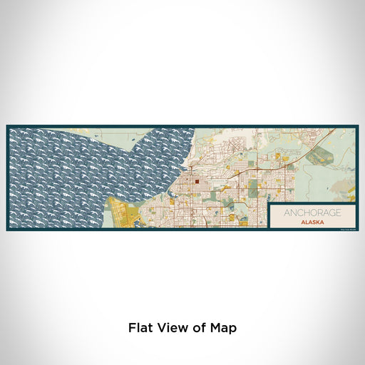 Flat View of Map Custom Anchorage Alaska Map Enamel Mug in Woodblock