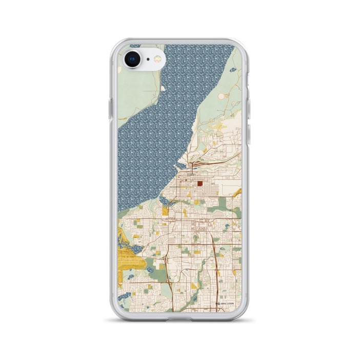 Custom Anchorage Alaska Map iPhone SE Phone Case in Woodblock