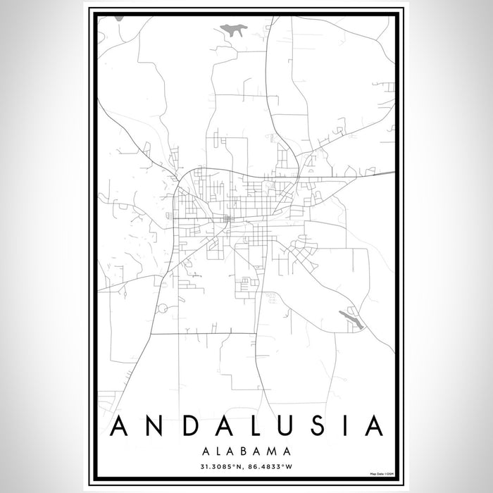 Andalusia Alabama Map Print Portrait Orientation in Classic Style With Shaded Background