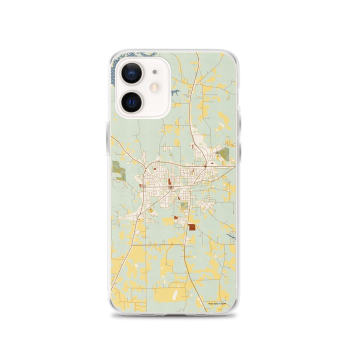 Custom Andalusia Alabama Map iPhone 12 Phone Case in Woodblock