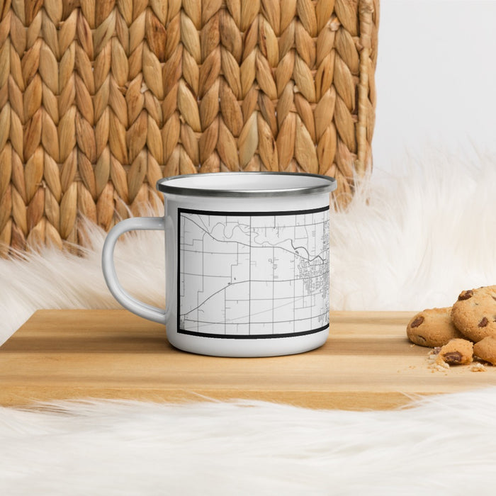 Left View Custom Anderson Indiana Map Enamel Mug in Classic on Table Top
