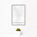 12x18 Anderson South Carolina Map Print Portrait Orientation in Classic Style With Small Cactus Plant in White Planter