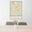 24x36 Anderson South Carolina Map Print Portrait Orientation in Woodblock Style Behind 2 Chairs Table and Potted Plant