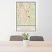 24x36 Anderson South Carolina Map Print Portrait Orientation in Woodblock Style Behind 2 Chairs Table and Potted Plant