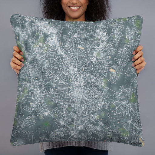 Person holding 22x22 Custom Anderson South Carolina Map Throw Pillow in Afternoon