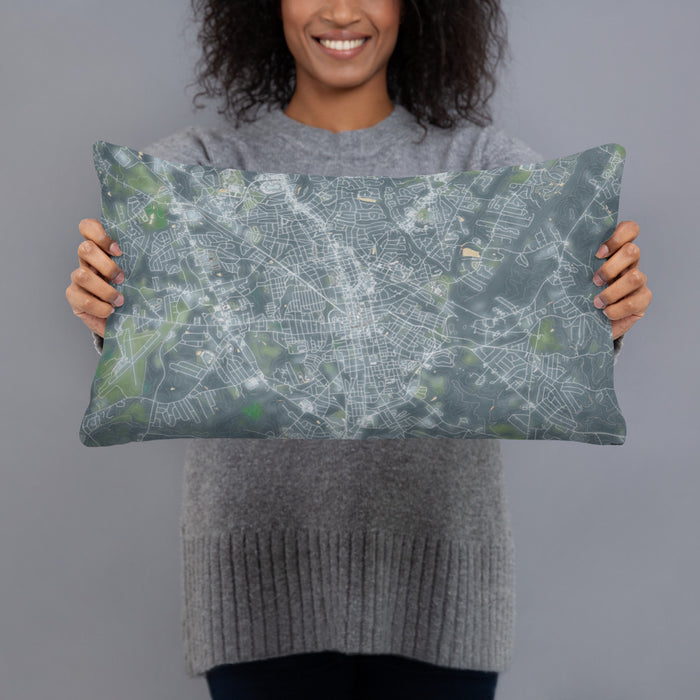 Person holding 20x12 Custom Anderson South Carolina Map Throw Pillow in Afternoon