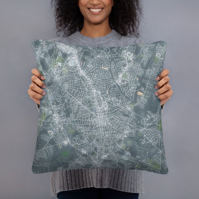 Person holding 18x18 Custom Anderson South Carolina Map Throw Pillow in Afternoon