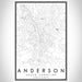 Anderson South Carolina Map Print Portrait Orientation in Classic Style With Shaded Background
