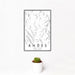 12x18 Andes New York Map Print Portrait Orientation in Classic Style With Small Cactus Plant in White Planter