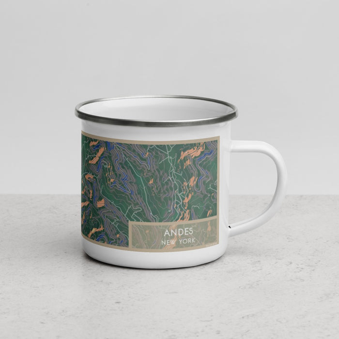 Right View Custom Andes New York Map Enamel Mug in Afternoon