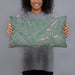 Person holding 20x12 Custom Andes New York Map Throw Pillow in Afternoon
