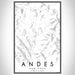 Andes New York Map Print Portrait Orientation in Classic Style With Shaded Background