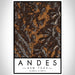 Andes New York Map Print Portrait Orientation in Ember Style With Shaded Background