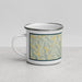 Left View Custom Andes New York Map Enamel Mug in Woodblock