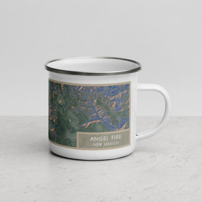 Right View Custom Angel Fire New Mexico Map Enamel Mug in Afternoon