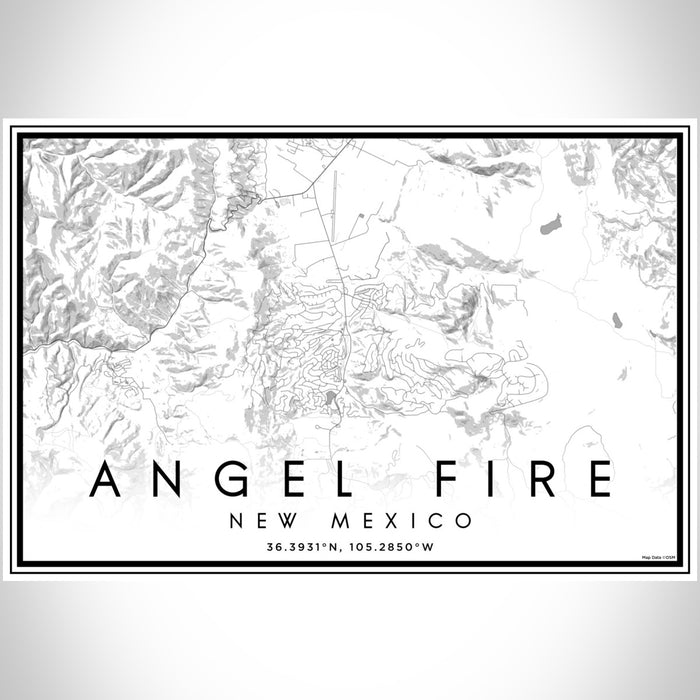 Angel Fire New Mexico Map Print Landscape Orientation in Classic Style With Shaded Background
