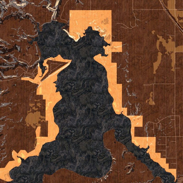Angostura Lake South Dakota Map Print in Ember Style Zoomed In Close Up Showing Details