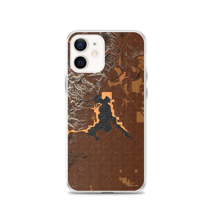 Custom Angostura Lake South Dakota Map iPhone 12 Phone Case in Ember
