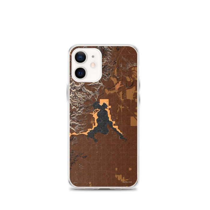 Custom Angostura Lake South Dakota Map iPhone 12 mini Phone Case in Ember