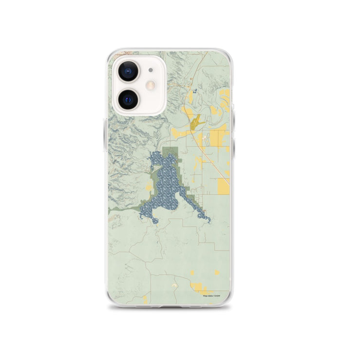 Custom Angostura Lake South Dakota Map iPhone 12 Phone Case in Woodblock