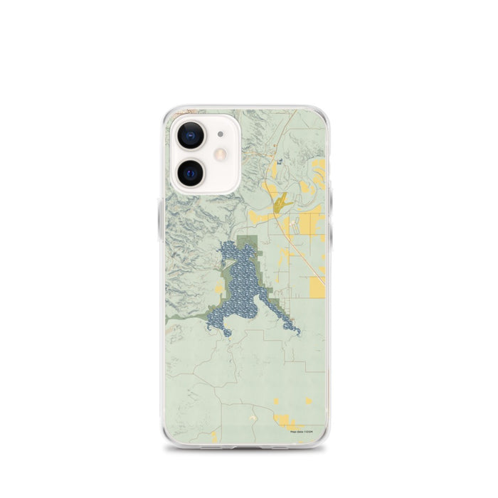 Custom Angostura Lake South Dakota Map iPhone 12 mini Phone Case in Woodblock