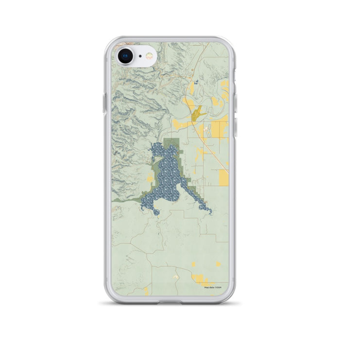 Custom Angostura Lake South Dakota Map iPhone SE Phone Case in Woodblock