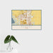 16x24 Ankeny Iowa Map Print Landscape Orientation in Woodblock Style With Tropical Plant Leaves in Water