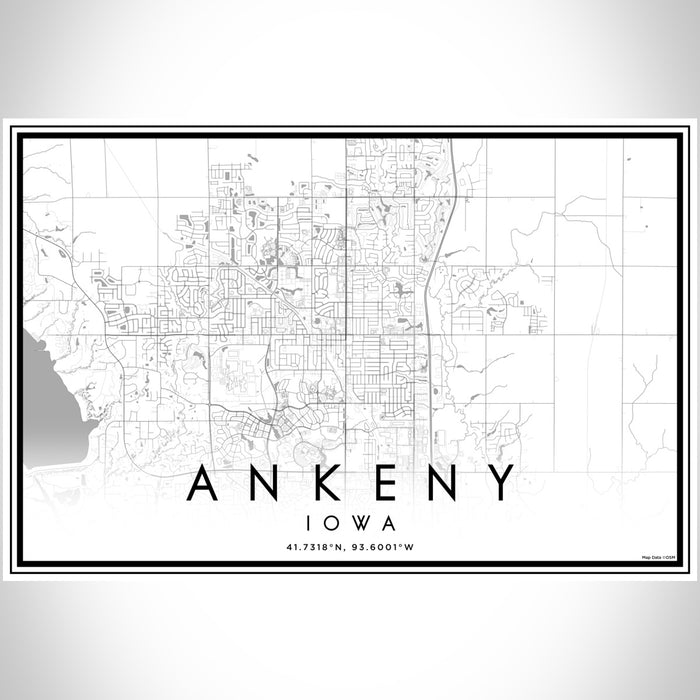 Ankeny Iowa Map Print Landscape Orientation in Classic Style With Shaded Background