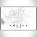 Ankeny Iowa Map Print Landscape Orientation in Classic Style With Shaded Background
