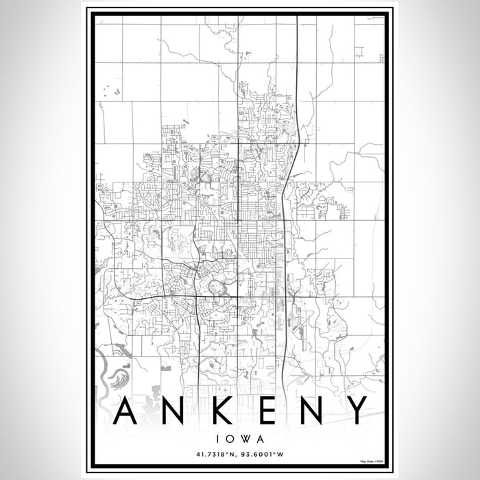 Ankeny Iowa Map Print Portrait Orientation in Classic Style With Shaded Background