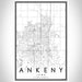 Ankeny Iowa Map Print Portrait Orientation in Classic Style With Shaded Background
