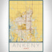 Ankeny Iowa Map Print Portrait Orientation in Woodblock Style With Shaded Background