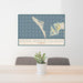 24x36 Anna Maria Island Florida Map Print Lanscape Orientation in Woodblock Style Behind 2 Chairs Table and Potted Plant