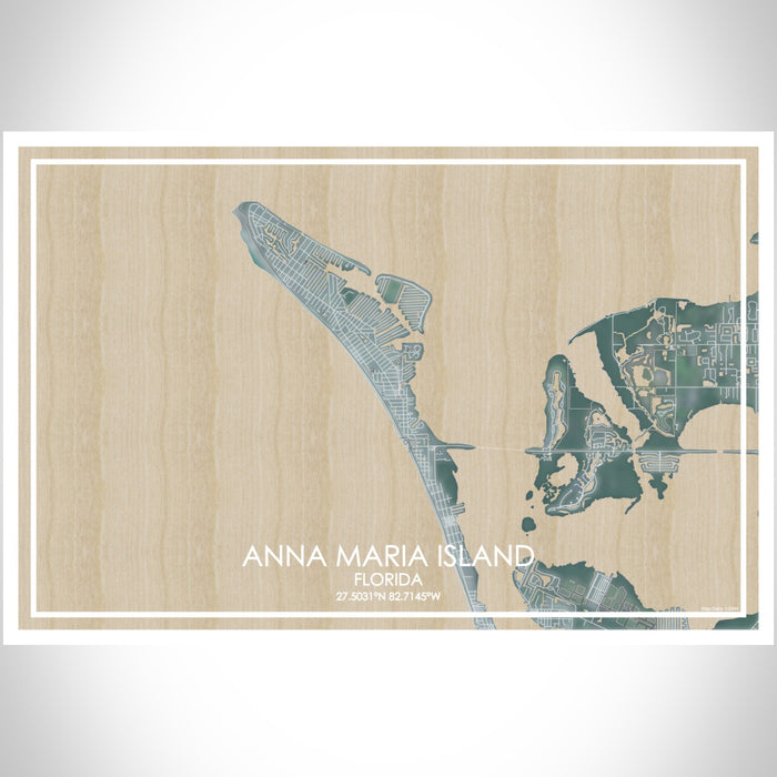 Anna Maria Island Florida Map Print Landscape Orientation in Afternoon Style With Shaded Background