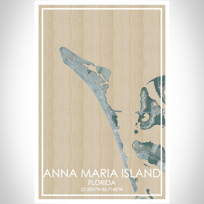 Anna Maria Island Florida Map Print Portrait Orientation in Afternoon Style With Shaded Background