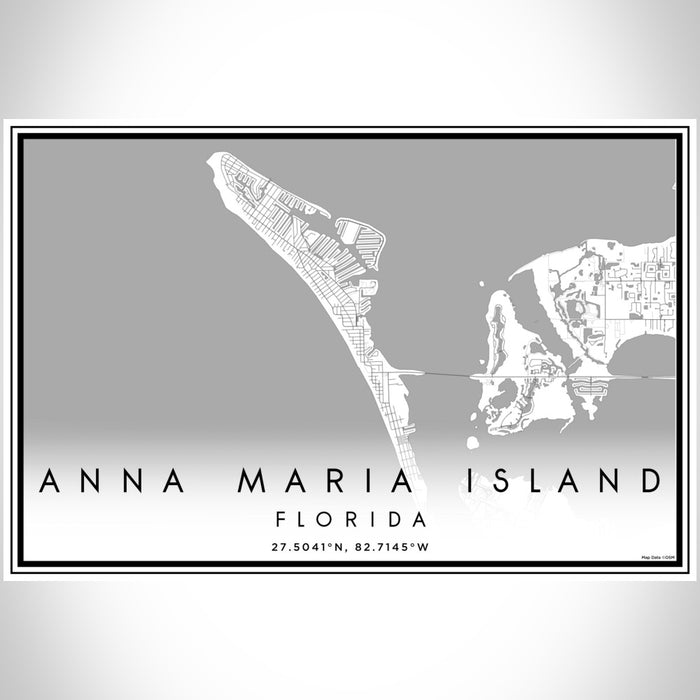 Anna Maria Island Florida Map Print Landscape Orientation in Classic Style With Shaded Background