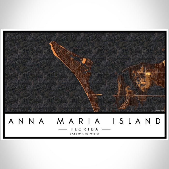 Anna Maria Island Florida Map Print Landscape Orientation in Ember Style With Shaded Background