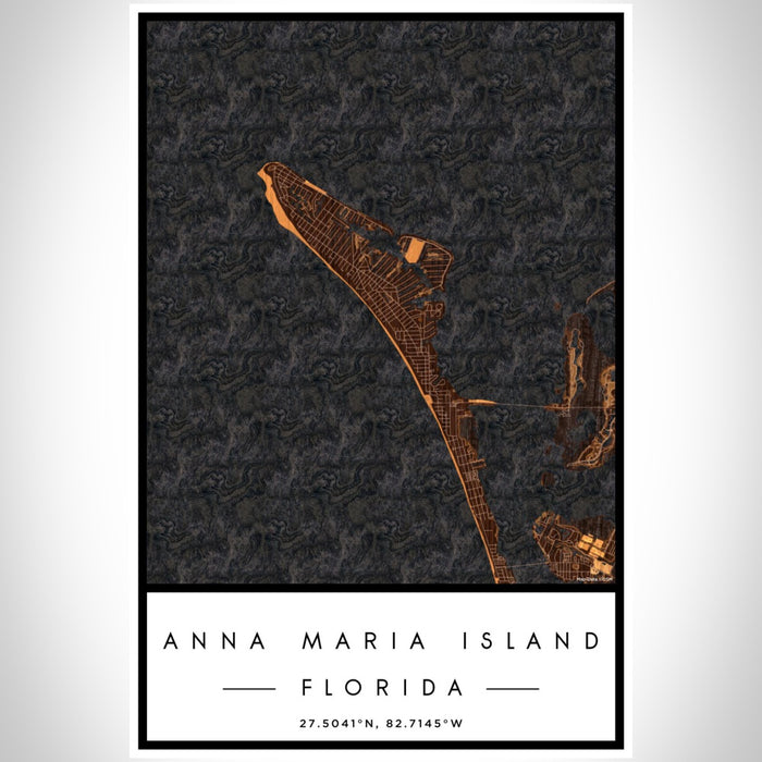 Anna Maria Island Florida Map Print Portrait Orientation in Ember Style With Shaded Background