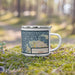 Right View Custom Anna Maria Island Florida Map Enamel Mug in Woodblock on Grass With Trees in Background