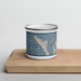Front View Custom Anna Maria Island Florida Map Enamel Mug in Woodblock on Cutting Board