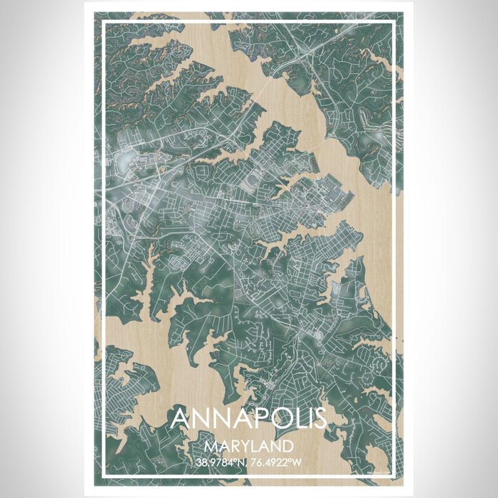 Annapolis Maryland Map Print Portrait Orientation in Afternoon Style With Shaded Background