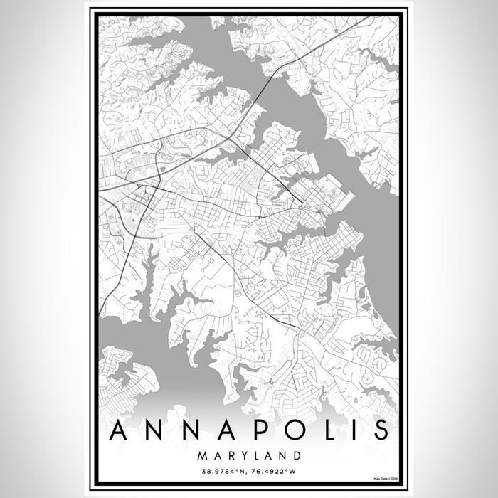 Annapolis Maryland Map Print Portrait Orientation in Classic Style With Shaded Background