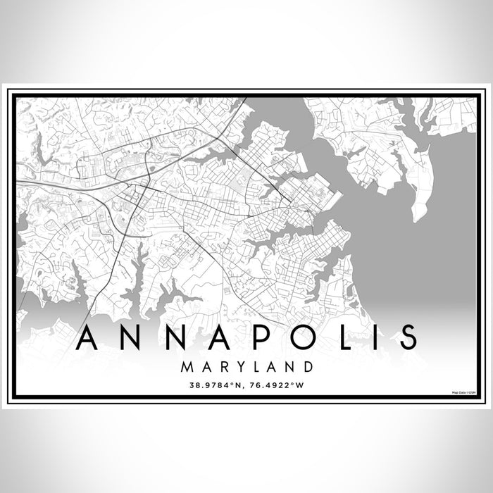 Annapolis Maryland Map Print Landscape Orientation in Classic Style With Shaded Background