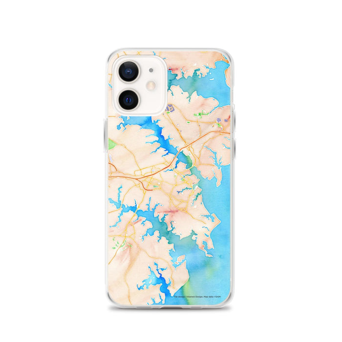 Custom Annapolis Maryland Map iPhone 12 Phone Case in Watercolor
