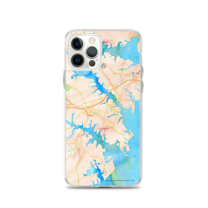 Custom Annapolis Maryland Map iPhone 12 Pro Phone Case in Watercolor