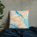 Custom Annapolis Maryland Map Throw Pillow in Watercolor on Bedding Against Wall