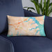 Custom Annapolis Maryland Map Throw Pillow in Watercolor on Blue Colored Chair